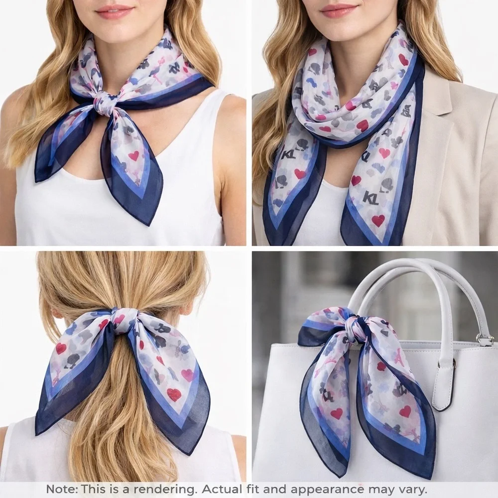 Karl Lagerfeld Paris Paris Icons Square Scarf 48” NWT